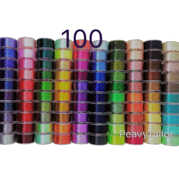PeavyTailor 100 Colors Prewound Sewing Thread Bobbins Polyester , For