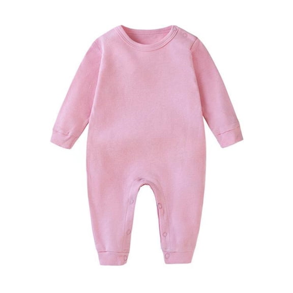BRGZLK Unisex Infant Baby Onesie 2026 Autumn Cute Solid Color Long Sleeve Cotton Romper Breathable Comfortable Baby Footless Jumpsuit Pink 9-12 Months