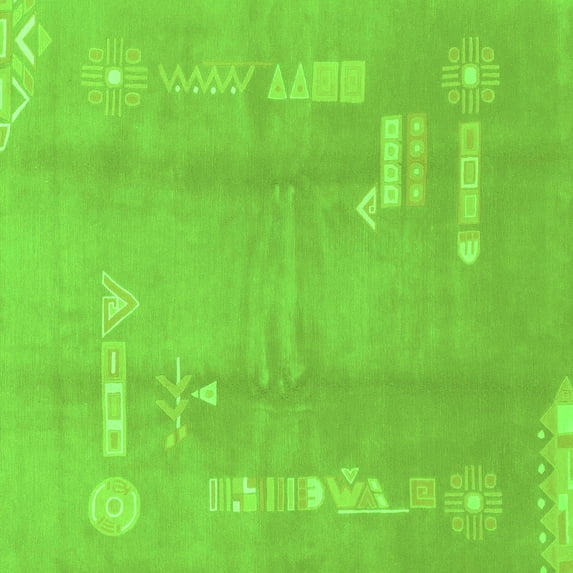 Ahgly Company Indoor Square Abstract Green Modern Area Rugs, 6' Square