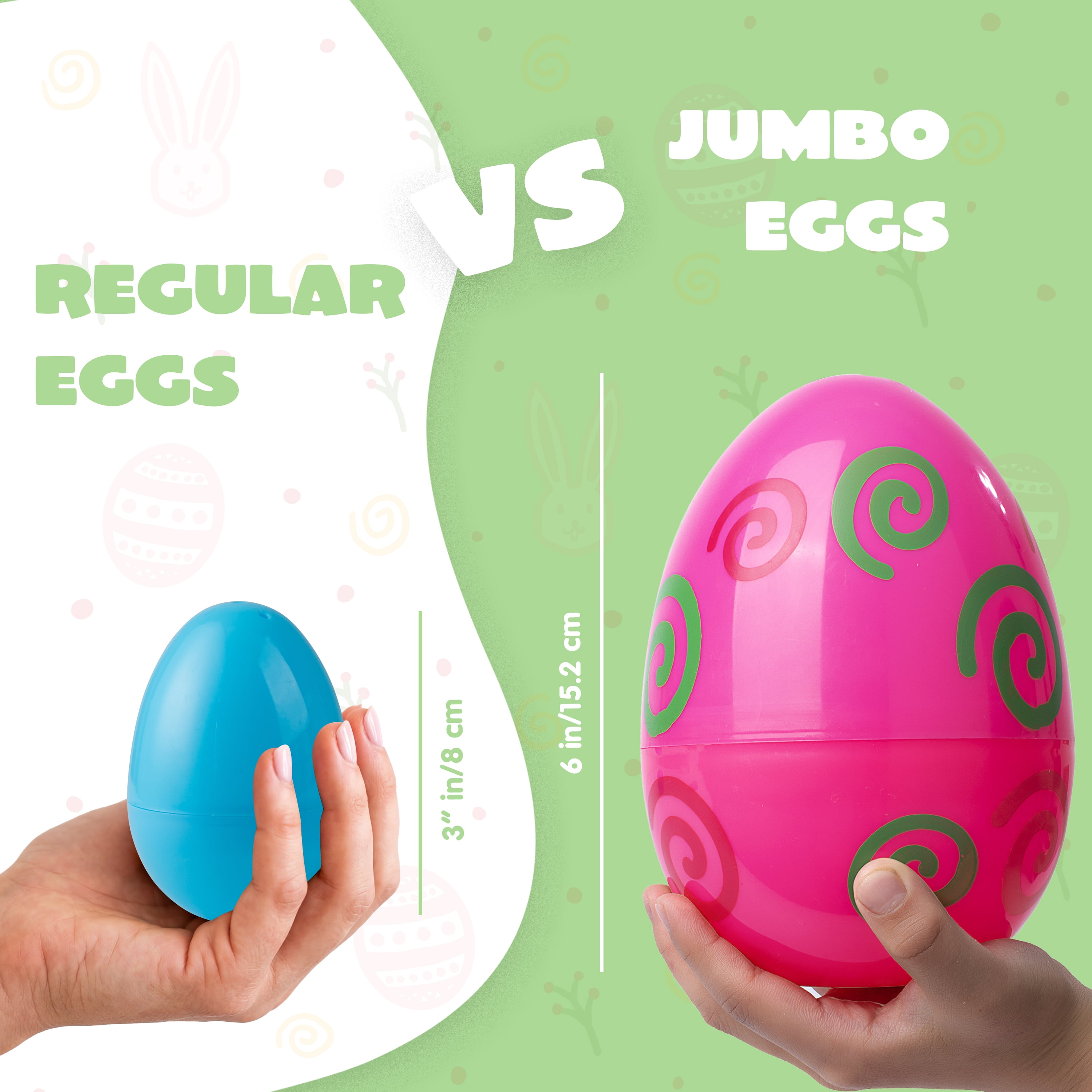 Joyfy 12 Pcs Large Printed Easter Eggs, 6" Jumbo Plastic Empty Fillable for Easter Egg Hunt, Basket Stuffers/Fillers, Filling Treats, Party Favors Supplies, Classroom Prizes