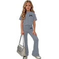 thumbnail image 5 of Enyan Girls Clothes Short Sleeve Graphic Tee and Cargo Pants Set Summer Casual 2-Piece Outfit,10-11 Years, 5 of 7