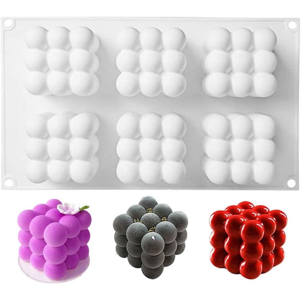 Molde de vela de burbujas de 6 cavidades, molde de bola de cubo 3D, molde de silicona para cera de soja, jabón perfumado, fabricación de velas, adornos caseros, artesanía DIY Fason WRLF-559