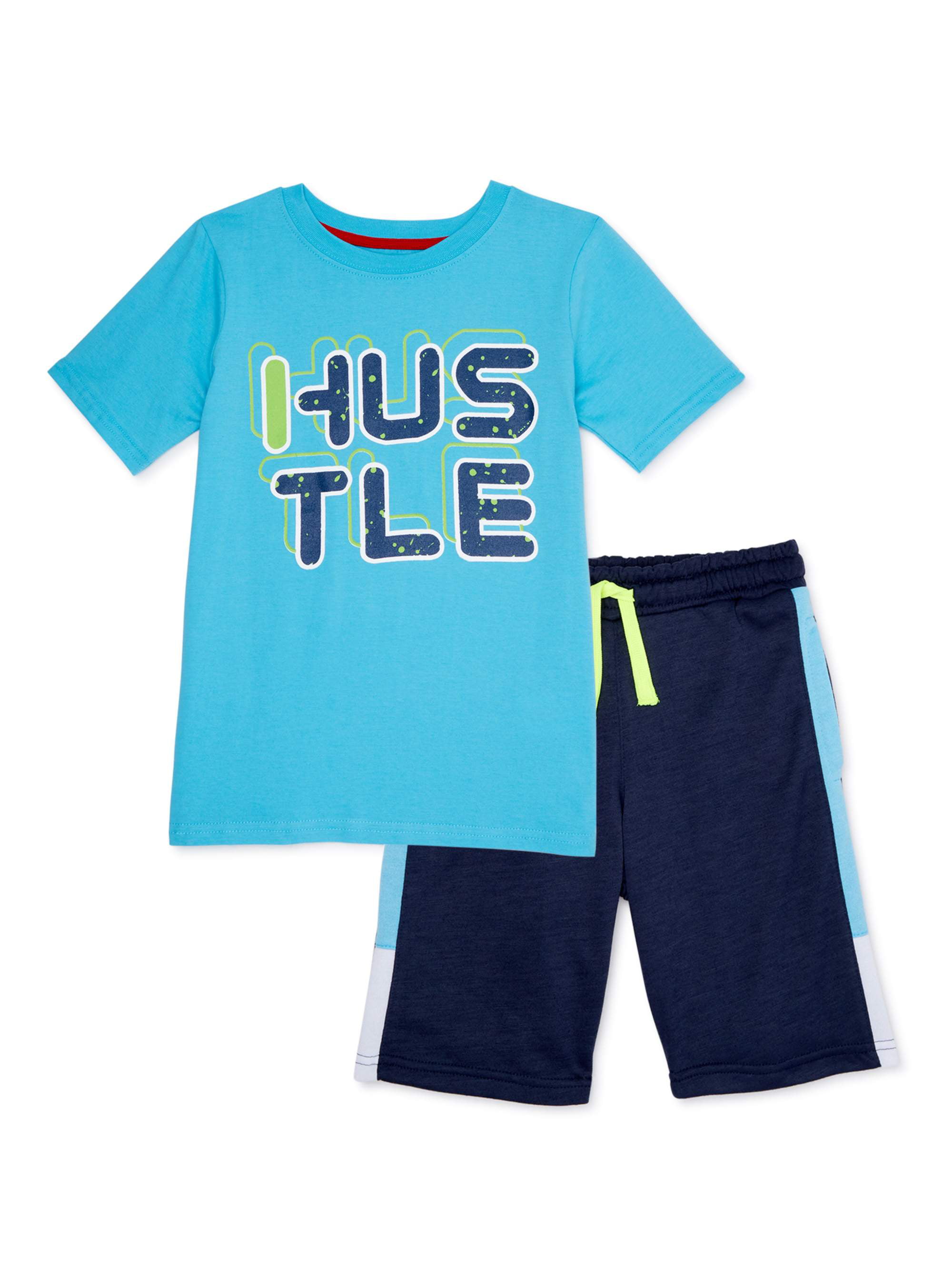 LR Scoop Boys 8-12 Short Sleeve T-Shirt and Knit Shorts, 2-Piece Outfit ...