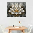 thumbnail image 2 of COMIO Lotus Flower Wall Decor Trendy Silver Golden Flower Painting Canvas Prints Art Zen Lotus Picture Artwork for Living Room Yoga Meditation Framed Ready to Hang 20x16inch, 2 of 4