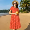 thumbnail image 4 of Defioc Salmon Fish Meat Pattern Womens Summer Dresses Short Sleeve Sundress 2025 Beach Vacation Dresses with Pockets -Medium, 4 of 6