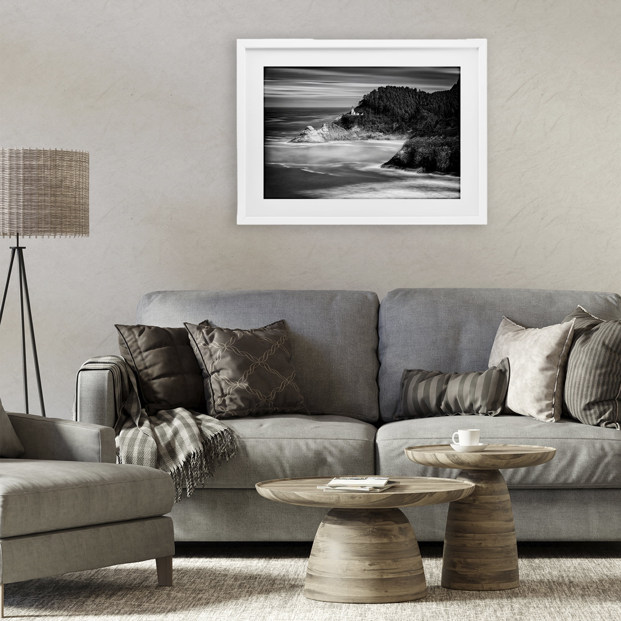 Stupell Industries Perched Above The Pacific White Framed Print Under Glass, design by Rick Berk