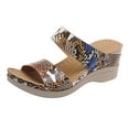 thumbnail image 6 of Wedge Sadnals for Women Leopard Print Open Toe Slides Slip on Summer Beach Shoes Casual Arch Support Walking Shoes Khaki Size 9, 6 of 6