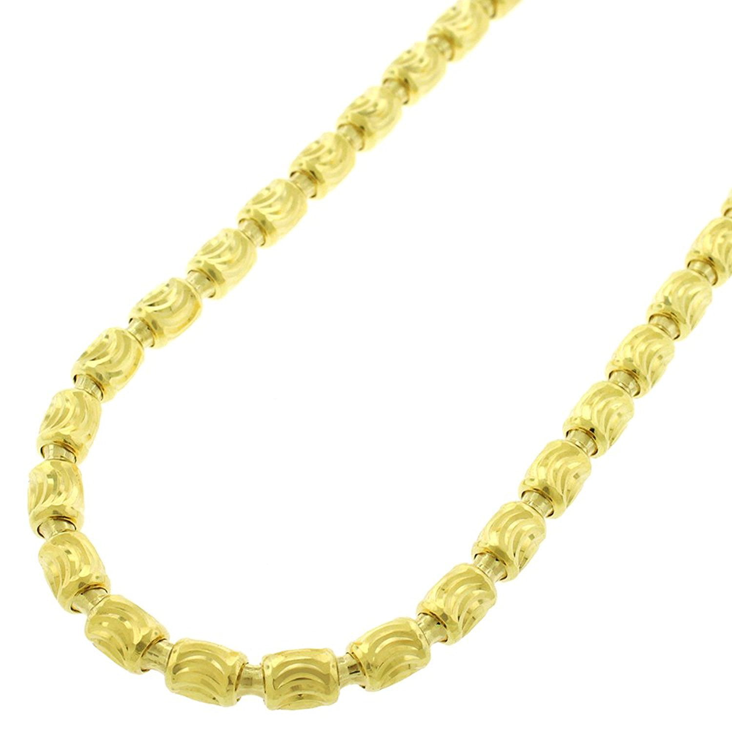 Italian Sterling Silver and Gold-Plated Diamond-Cut Oval Moon-Bead Chain
