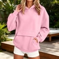 thumbnail image 3 of HomeDM Women's Sweatshirt with Pocket Solid Color Long Sleeve Hooded Casual Pullover Top for Fall Winter, 3 of 5