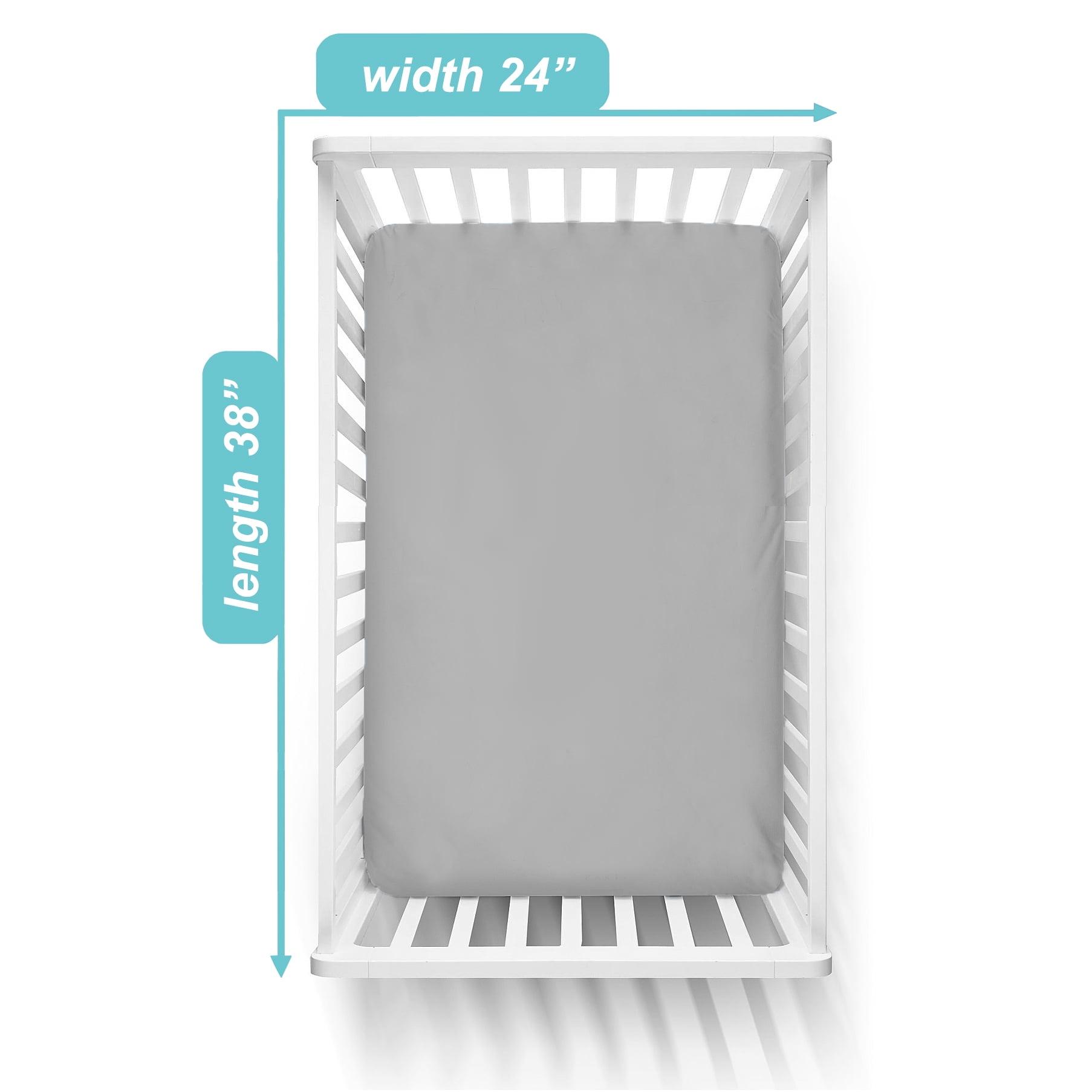 TL Care 100% Natural Cotton Fitted Mini Crib Sheet 38" x 24" - Soft & Breathable Small Nesting Portable Crib Sheet, Fits Pack N Play Mattresses, Gray, for Boys & Girls