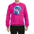 thumbnail image 2 of Wolf Howling at the Moon | Mens Animal Lover Crewneck Graphic Sweatshirt, Fuschia, Small, 2 of 3