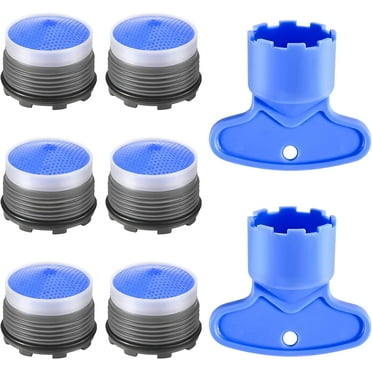 Faucet Aerator M18.5, 6PCS Aerator Replacement for Sink Faucet Flow Restrictor, Kitchen Cache Aerators Bathroom Sink Aerator with Key Removal Wrench Tool (18.5 MM)