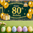 thumbnail image 3 of Green Glittery 80th Birthday Banner with Gold Balloons Cake and Gift Background Decoration for Birthday Party Photography Props Celebrations, 3 of 7