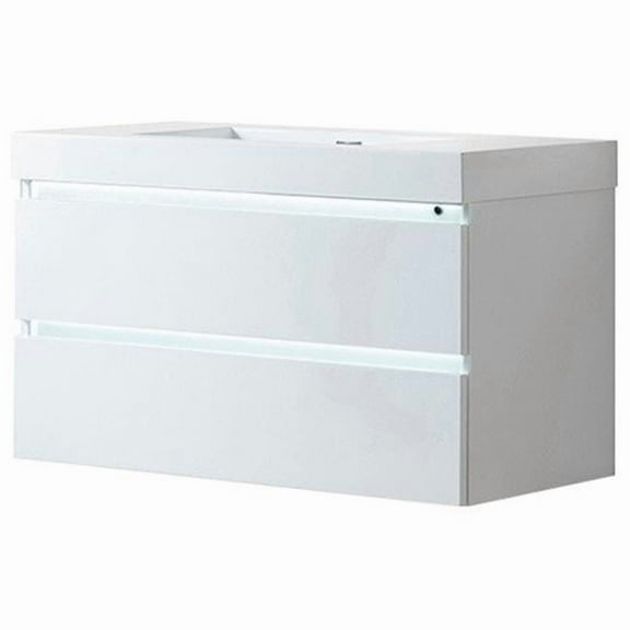 Vanity Art VA6036WL LED Lighted Wall Hung Single Sink Bathroom Vanity with Resin Top - 36 x 18.5 x 20 in.