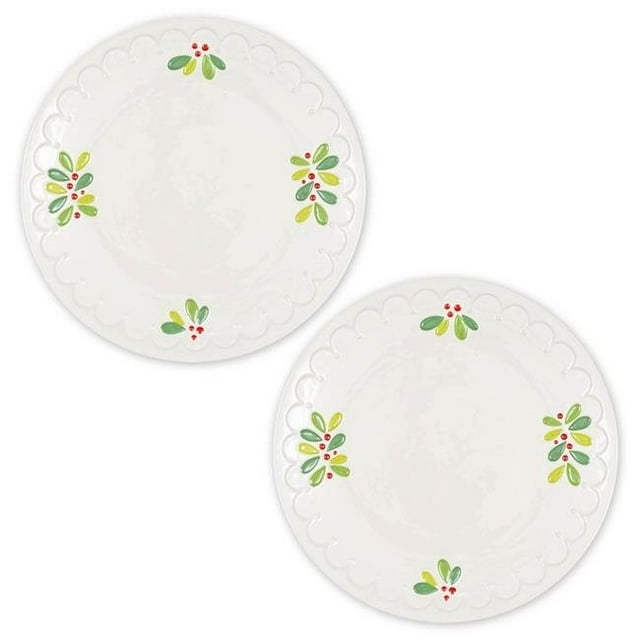 Design Imports CAMZ34439 Sprig Platter, Mistletoe - Set of 2