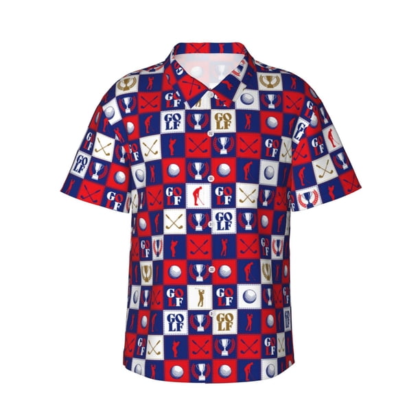 Fotbe golf Camisa Hawaiana para Hombre Unisex – Camisa Casual de Verano con Botones de Manga Corta de Algodón y Lino,3X-Large