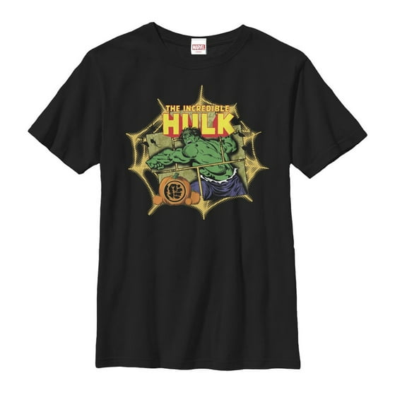 Boy's Marvel Halloween Hulk Web Graphic Tee Black Small