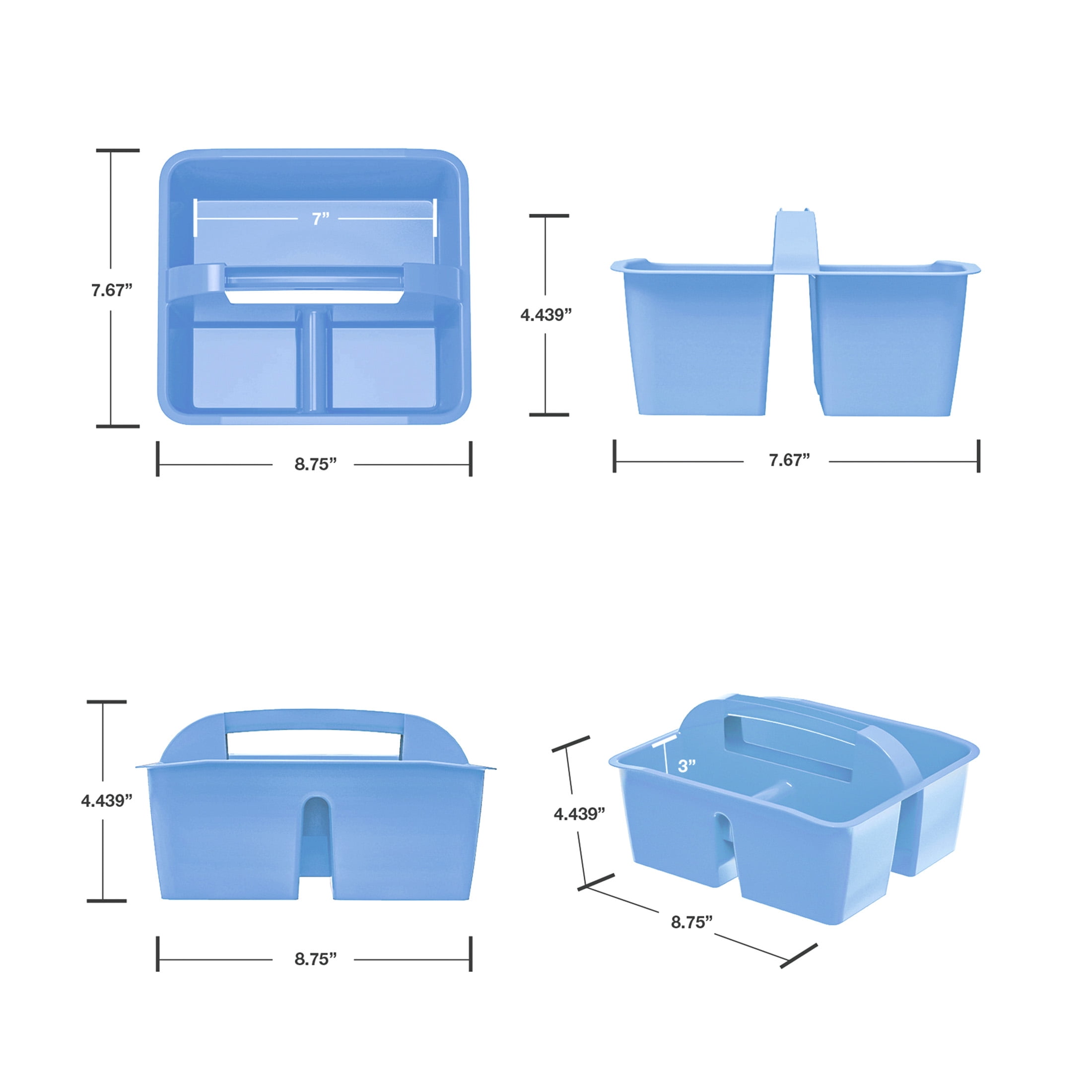 Pen+Gear Plastic Caddy Desktop Organizer, 8.75 in x 7.68 in x 4.44 in, Victory Blue