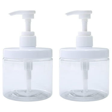 Hethyo Refillable Plastic Pump Bottle Dispenser, Bathroom Shampoo/Body Wash Accessories 2PCS 16.9 oz (Clear)