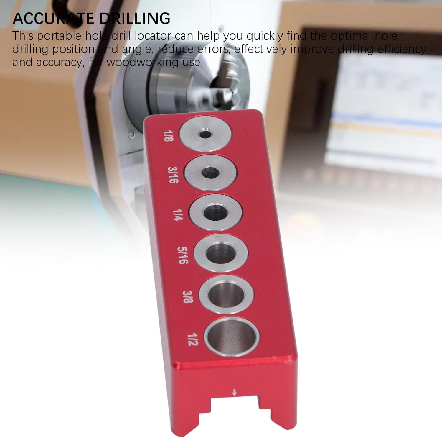ABPETE Self Centering Doweling Jig Kit, 1/8in 3/16in 1/4in 5/16in 3/8in 1/2in Drill Jig Hole Drilling Locator for Straight Holes Biscuit Joiner Set, Round Dowel Drill Block Drilling