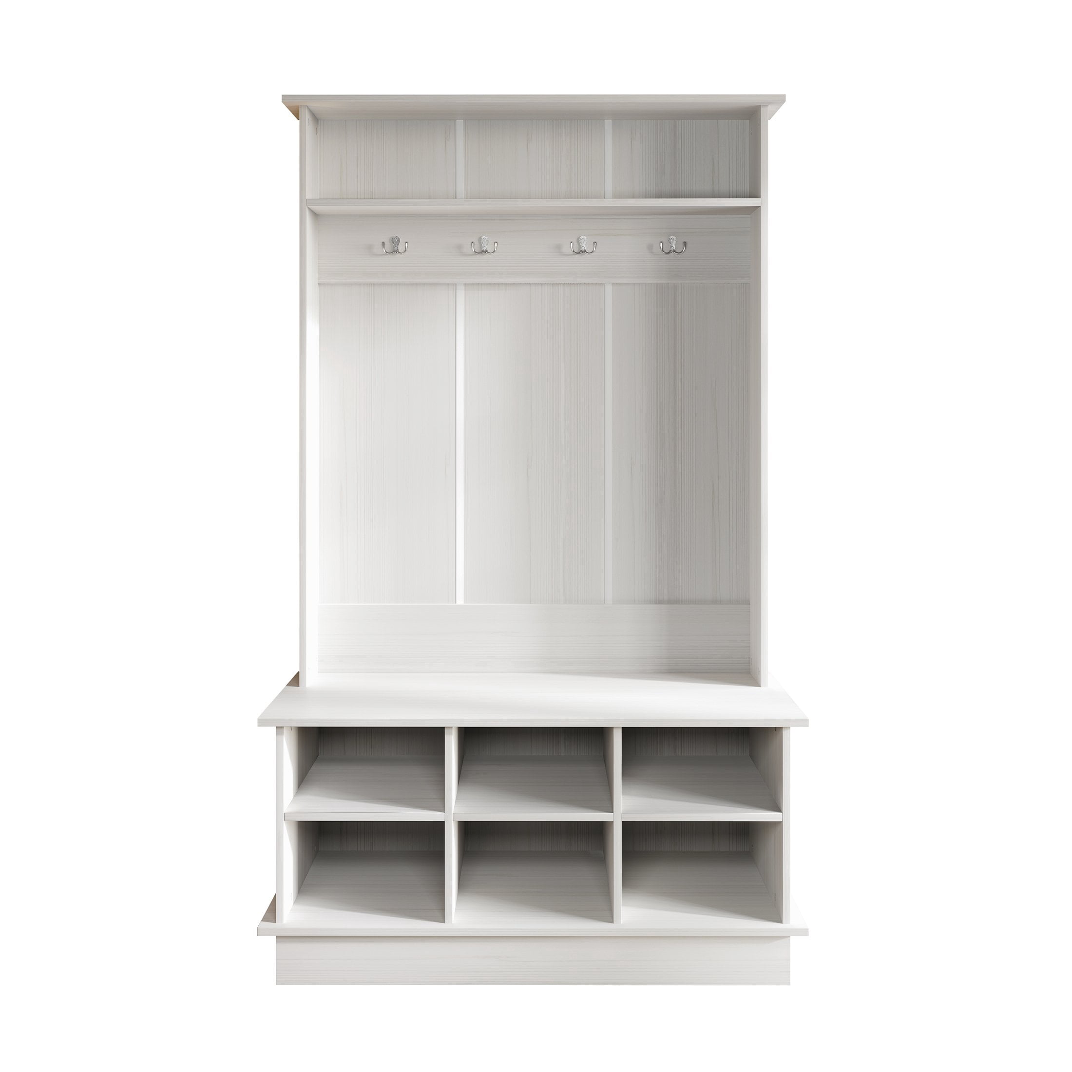 Castle Place Modern Hall Tree with Storage, Light Grey, 77 lb, 39.99 x 15.76 x 67.38 Inches