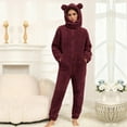 thumbnail image 7 of XuJwPNcy Pajamas for Women Fleece Onesies Warm Sherpa Lined Romper Sleepwear Hooded Loungewear Pjs Jumpsuit, 7 of 7