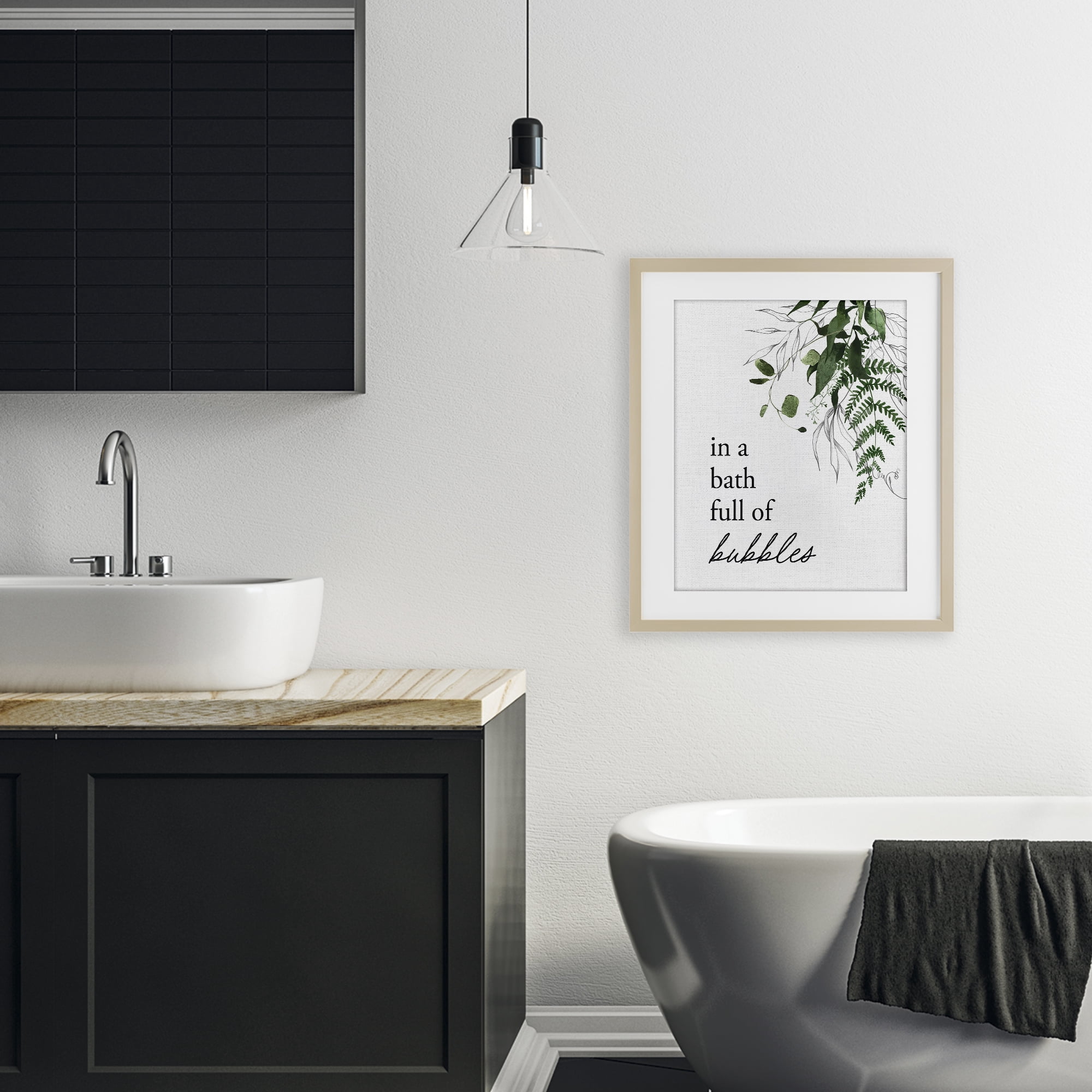 Forest Foliage Bubble Bath Birch Framed Print Under Glass, design by Lettered and Lined