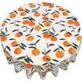 thumbnail image 3 of Orange Tablecloth Round 60 Inch Waterproof Polyester Washable Circle Fruit Table Cloth Table Cover for Kitchen Dining Room Indoor Outdoor Picnic Patio Party, 3 of 6