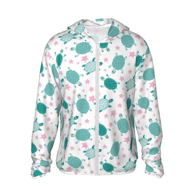Vsdgher Sweat à Capuche Imprimé Tortue de Mer pour Adultes, Protection Solaire à Manches Longues pour Hommes et Femmes, Pêche, Course, Natation - Petit