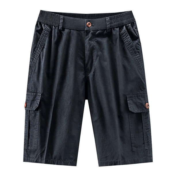 pstuiky Pantalones cortos para hombre, Pantalones cortos deportivos de moda para hombre, multibolsillos, informales, de verano, con cintura elástica Pantalones cortos cargo
