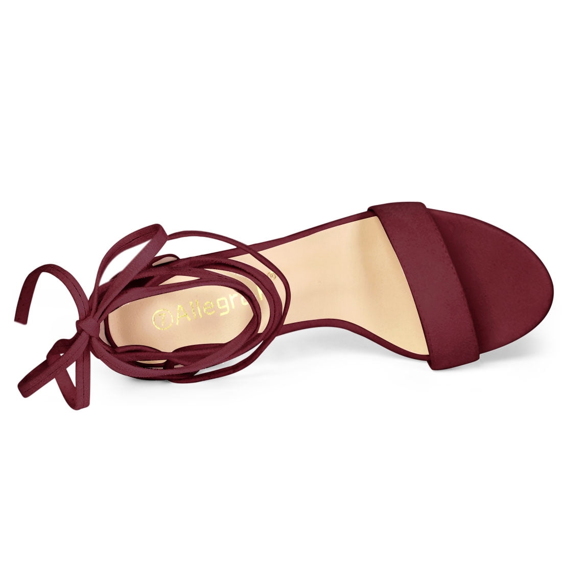 DARING DIVA Women's Lace Up Chunky Strappy High Heels Sandal Burgundy 8