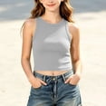 thumbnail image 7 of Fengqque Girls Tank Tops Athletic Sleeveless Crew Neck Ribbed Casual Solid Color Workout Crop Tops 9-14 Years Gray 9-10 Years, 7 of 7