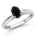 thumbnail image 2 of Gem Stone King 10K White Gold Black Onyx Solitaire Engagement Ring for Women (0.70 Cttw, Oval 7X5MM, Gemstone December Birthstone, Size 8), 2 of 4