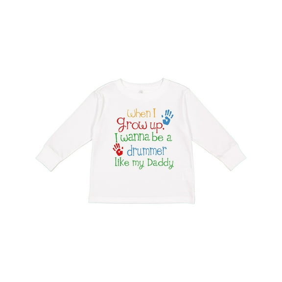 Inktastic Drummer like Daddy Boys or Girls Long Sleeve Toddler T-Shirt