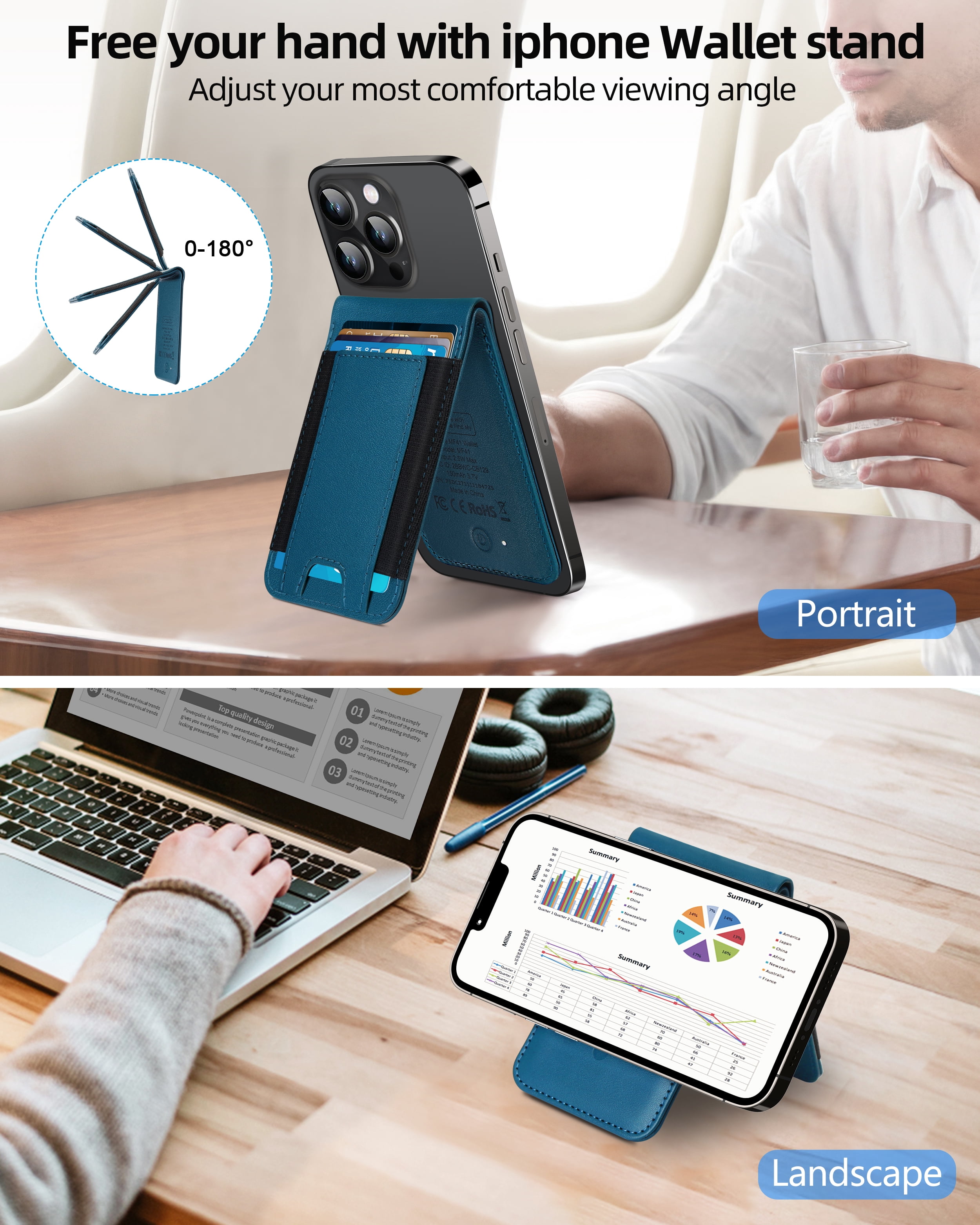 ExtreLife Magnetic Wallet with Find My, Magnetic Card Holder with Adjustable Phone Stand Compatible for iPhone 17/16/15/14/13/12 Series, RFID, Leather, Fits 8 Card