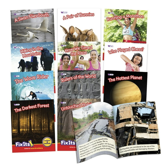 Junior Learning Decodable Readers Fix Its Suffixes Non-Fiction Phase 6, Covers most common suffixes and prefix -un, Learn to Read, Easy decodable texts, with 12 books, For ages 6 , Grade 1