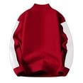 thumbnail image 4 of Men's Color Clash Sweater Three Button Pullover Thickened Warm Knit for Leisure Wear and Winter Christmas Season,Red,XL, 4 of 4