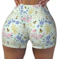 thumbnail image 2 of Balery Honey Bees And Flowers Pantalones cortos de entrenamiento estampados para mujer, sin costuras, ajustados, para gimnasio, yoga, correr, deportes, ejercicio activo, fitness.-Small, 2 of 8