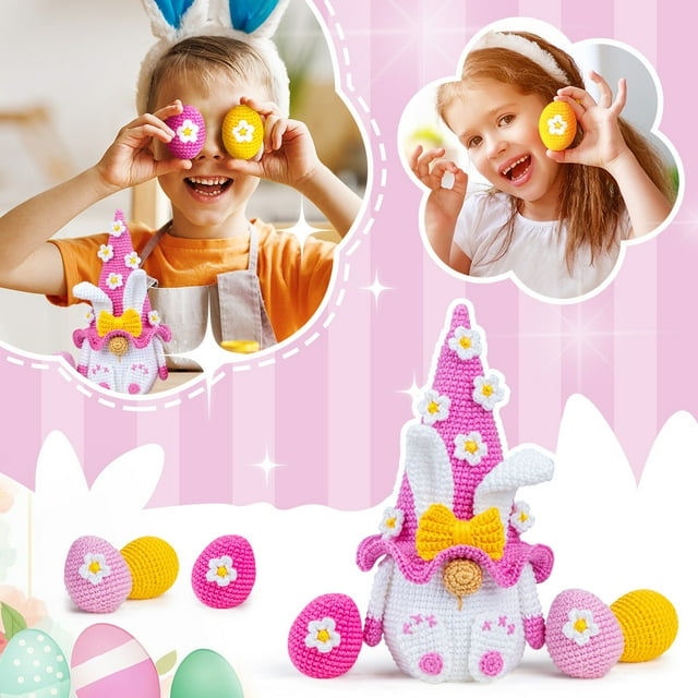 Crochet Easter Bunny And Crochet Egg Ornaments Crochet Bunny Amiguru Rice Ornaments Crochet Easter Decoration Ornaments Finger Knitting Yarn Knitting Yarn Soft Knitting Bag Small