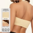 thumbnail image 3 of Pounoo Women's Bralettes Halter Neck Ribbed Seamless Backless Solid Intimates Workout Style Soft Stretchy Supportive Sports Bras Gift, 3 of 9