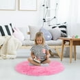 thumbnail image 4 of Unique Bargains Artificial Animal Wool Soft Faux Fur Sheepskin Plush Area Rug Rose Red 3x3 Feet Round, 4 of 8