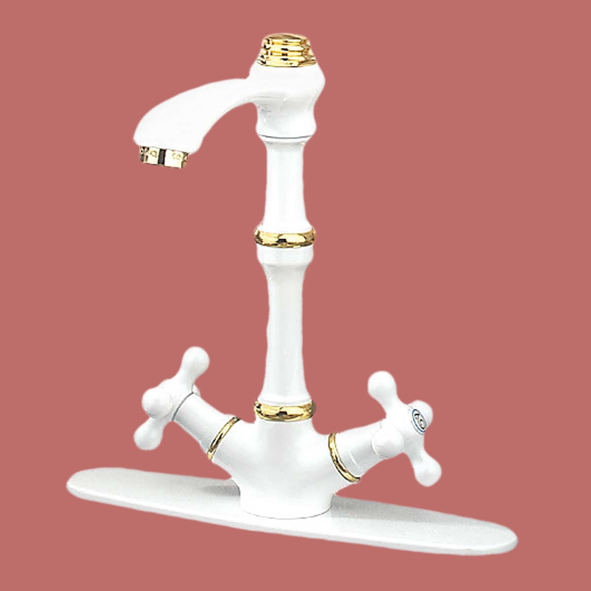 Kitchen Faucet Bathroom Sink Tap Vintage White Cross 2 Handles Single Hole | Renovators Supply