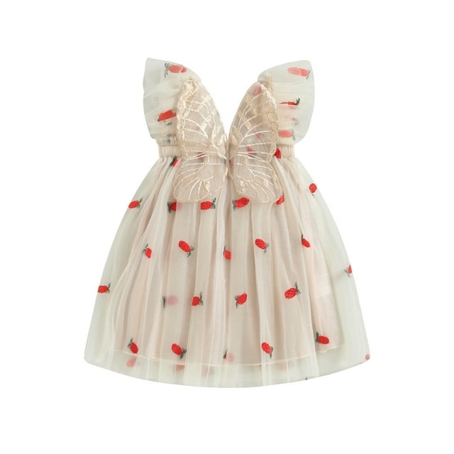 xiaxaixu Petites Filles Tulle Robe Ananas Robe Princesse Occasionnel Papillon Aile Robe pour Plage Fête Vêtements d'Été