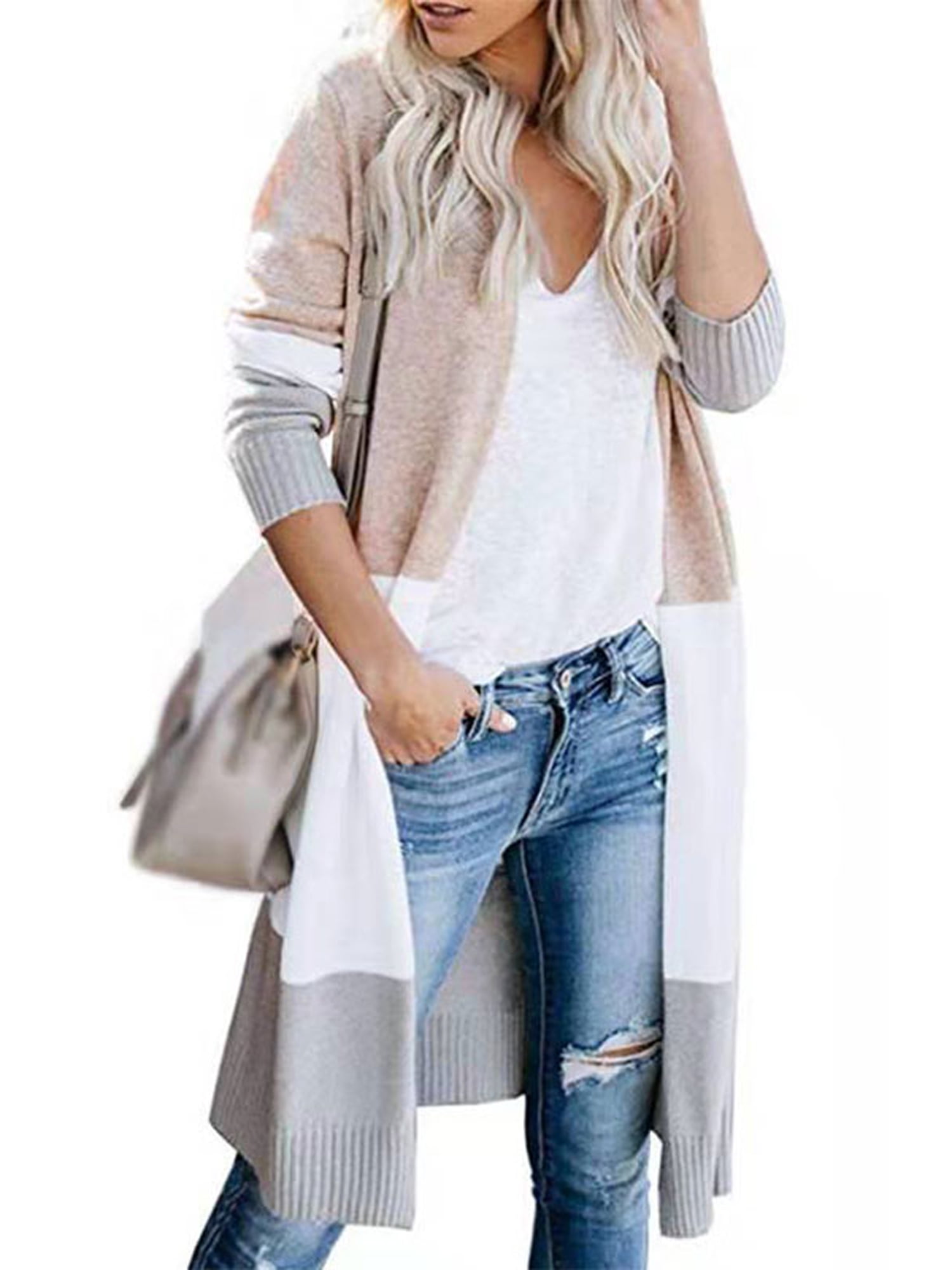 Wodstyle - Women's Knitted Long Sleeve Cardigans Open Front Casual Boho