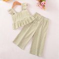 thumbnail image 5 of UngA Toddler Girls Clothes Solid Color Ruffle Sleeve Camisole Shirts Linen Pants Set Kids Toddler Girl Summer Outfits 4-5 Years,Green, 5 of 6