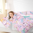 thumbnail image 4 of jejeloiu Magical Star Monogram W 7 Pieces Bedding Comforter Set For Girls,Unicorn Rainbow Initial Design Full Bedding Set,Colorful Stars Reversible, 4 of 7
