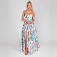 thumbnail image 2 of 2026 New Women's Colorful Floral Spaghetti Strap Maxi Dress Square Neck High Slit Formal Party Vacation Long Dress, 2 of 5