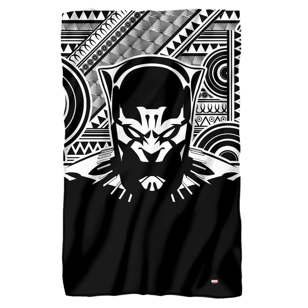 Marvel Black Panther Blanket, 36"x58", Bold Geometric Black Panther, Fleece Blanket