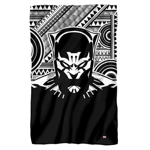 Marvel Black Panther Blanket, 36"x58", Bold Geometric Black Panther