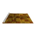 thumbnail image 2 of Ahgly Company Machine Washable Indoor Round Checkered Yellow Modern Area Rugs, 6' Round, 2 of 4